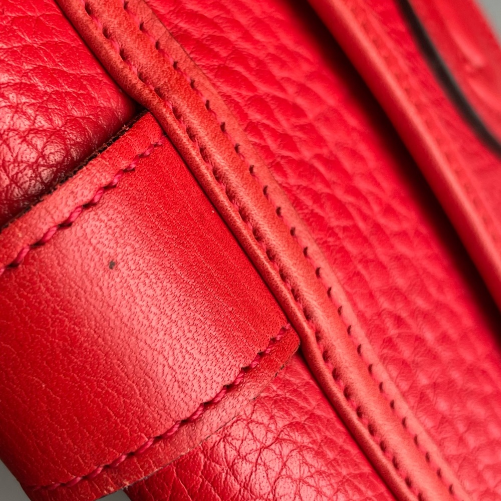 Dooney and Bourke awl Leather Red Saddle equestrian flap Crossbody bag - Picture 11 of 16
